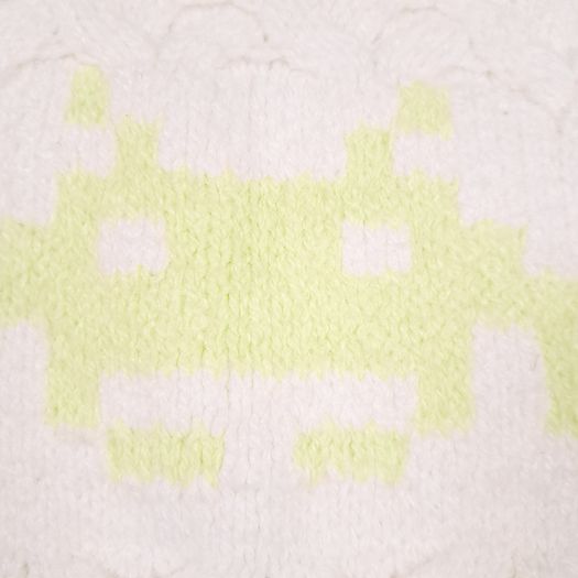 Zara Cream White Cable Knit Space Invaders Pixel Graphic Sleeveless Jumper Vest Size M