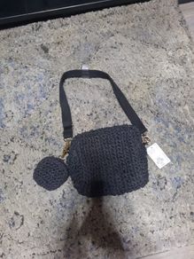 black handbag with matching purse