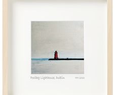 Poolbeg Lighthouse, Dublin, print in 25cm sq frame, by artist Helen Mathews