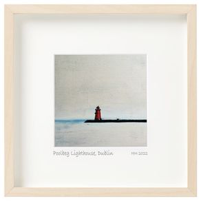 Poolbeg Lighthouse, Dublin, print in 25cm sq frame, by artist Helen Mathews