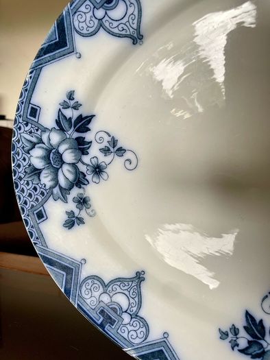 Antique Art Deco Cambridge Pattern Oval Serving Platter Meat Platter Hollinshead & Kirkham England ca 1910