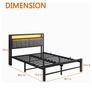 King Size Bed Frame with Storage and LED Lights,5ft Metal Platform Bed Frame King Size Bed Base with Charging Station,Mattress Base,Strong Slats Support,Under-bed Storage,Noise Free,Grey Image 2