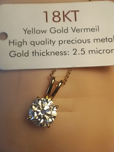 2.5ct. Moissanite Solitaire Pendant and Chain