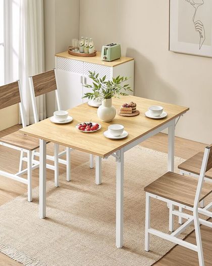 Foldable Dining Table for 4 People  Space-Saving, Stylish & Easy to Assemble  Oak, Black, or Vintage Brown