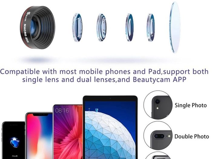 Phone Camera Lens Kit 9 in 1 22X Telephoto Lens, 235 Degree Fisheye Lens, 25X Macro Lens, 0.62X Wide Angle Lens, Movile Phone Lens Compatible with iPhone 11 12 13 8 7 6 Plus X XS XR Samsung Android (FREE POSTAGE)