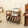 Large Rustic Record Player Stand, 2 Tier Record Player Table with Vinyl Record Storage 370 Albums Image 2