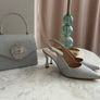Silver metallic open heel shoes Image 3