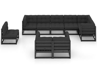 9-piece garden lounge set with cushions solid pine wood