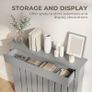 Radiator Cover with Drawer, Vertical Slatted Grill, Industrial MDF Wood Cabinet Shelf Heating Cover for Living Room, Bedroom, Hallway, Small, 88.5 x 19 x 93cm, Grey Image 3