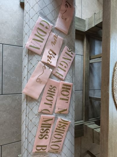 Bride to be hen party accessories rose gold sashes