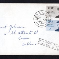 1968 Ireland Centenary of the Birth of Countess Markievicz Commemorative Stamps Plain addressed First Day Cover (FDC) with Baile Atha Cliath (Dublin) steele cancel