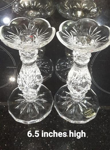 A Pair of Full Lead Crystal Noritake candlesticks