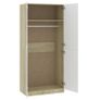 Wardrobe White and Sonoma Oak 90x52x200 cm Chipboard Image 5