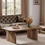 Coffee Table Mid-Century Style Sleek Oak Look with Artistic Curved Base Image 3