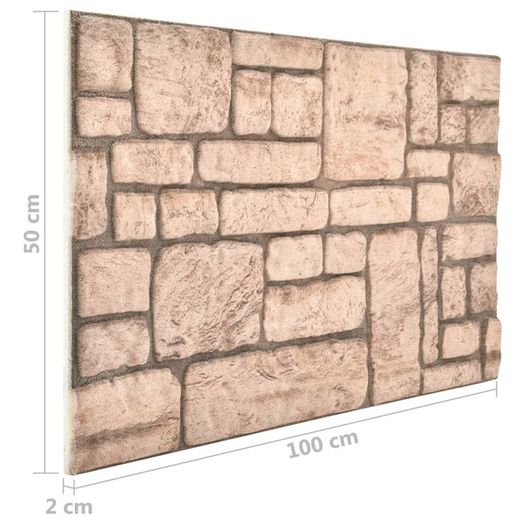 3D Wall Panels with Beige Brick Design 11 pcs EPS