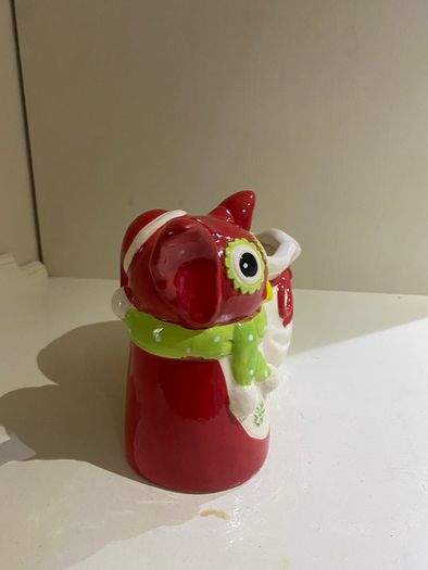 Christmas Decoration / Owl With Suck Glazed Ceramic Indoor Pot