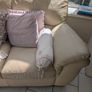 Ultra-Comfortable 2-Seater and 3-Seater Cream Leather Sofa (Well-Loved / Fair Condition) Image 5