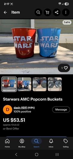 2 star Wars Rise of the skywalker popcorn buckets
