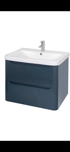Eve 500 wall hung unit and basin green/white/navy/elm
