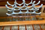 Vintage Aluminium Table Top Metal Wine Rack Organic Abstract 20th Century Design