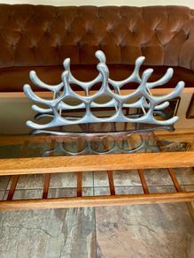 Vintage Aluminium Table Top Metal Wine Rack Organic Abstract 20th Century Design
