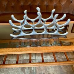 Vintage Aluminium Table Top Metal Wine Rack Organic Abstract 20th Century Design