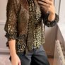 The Kooples Black and Gold Metallic Polka Dot Pussy-Bow Blouse Image 2
