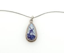 Vinage 835 Silver Delft Ceramic Necklace