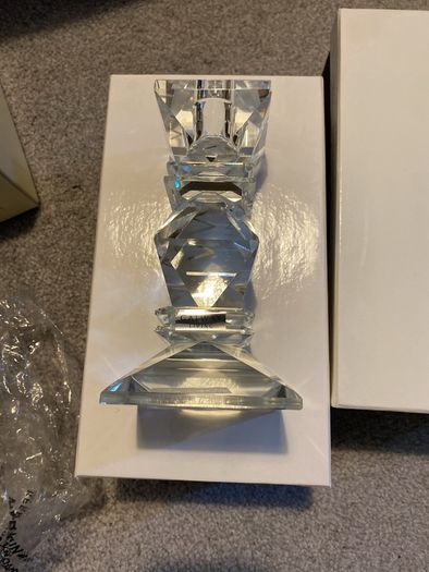 Galway Crystal set of 2 glass candlesticks and candles