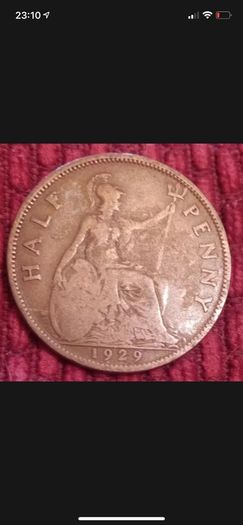 1929 King George V Half Penny Coin