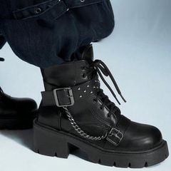 Amazing Ankle Boots with Metal Chains & Studs