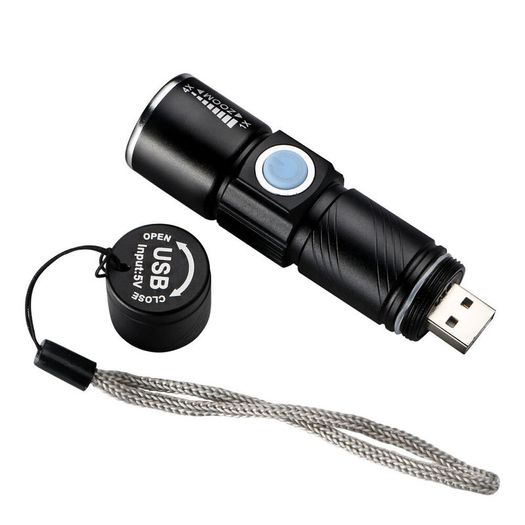 Mini Q5 LED 1000LM USB Rechargeable Zoom Flashlight Flash Torch Lamp Light Walking 3 Modes