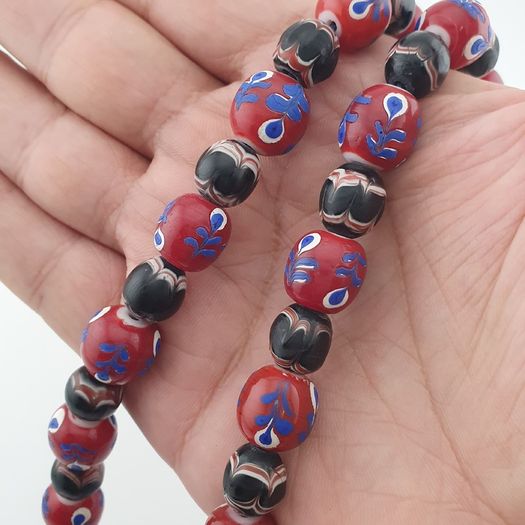 Antique Venetian Style Floral & Trade Glass Beads Necklace