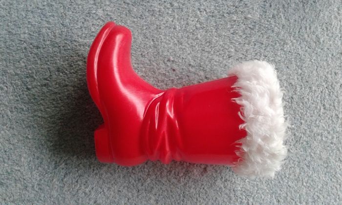 Vintage Red Santa Boot with White "Fur" Trim.