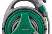12m Water Pipe +2m Leader Hose, Hose Pipe Reel with 8 Adjustable Spray Gun Nozzles, Manual Retractable Garden Water Hose Reel,Outdoor Hose Reel Set for Garden Patios,Balconies