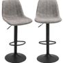 2-pack retro design bar stools, incl. footrest, height-adjustable, gas lift, Gray + Black Image 5
