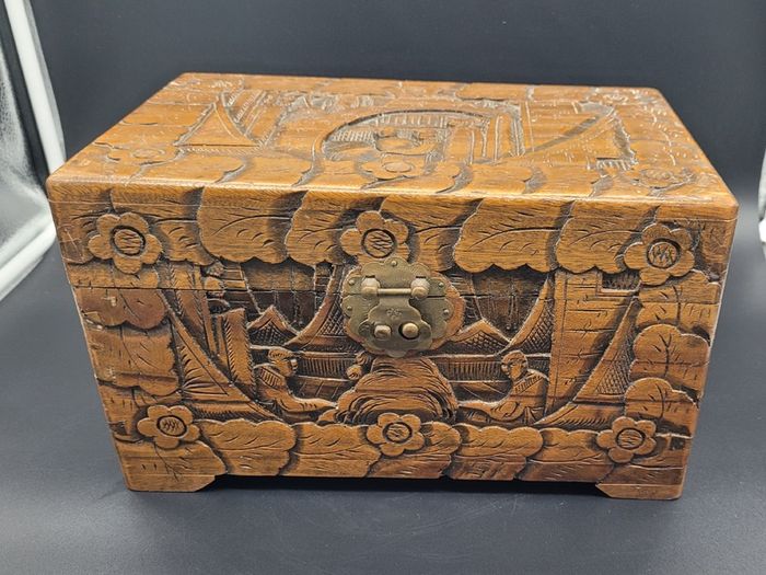 Antique Chinese Carved Wooden Large Box