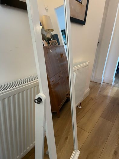 White Wooden Cheval Mirror Freestanding Full-Length Tilting Mirror