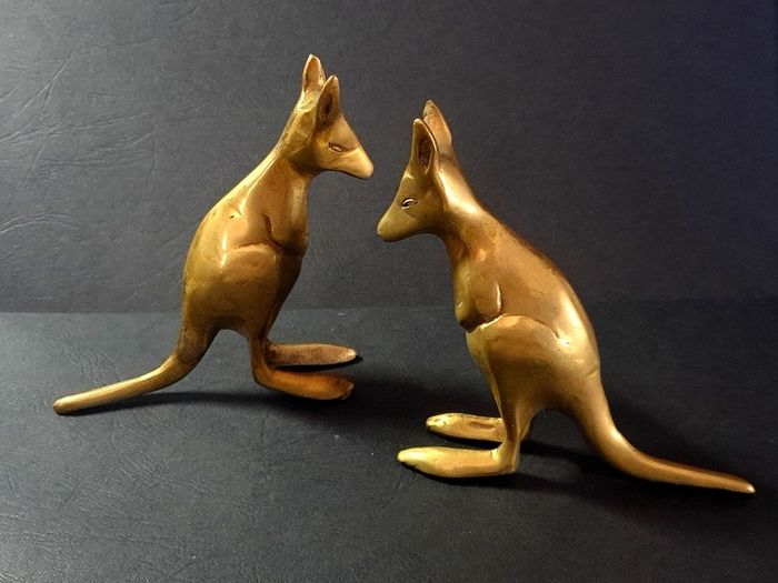 Pair Of Vintage Brass Kangaroo's (Bookends)