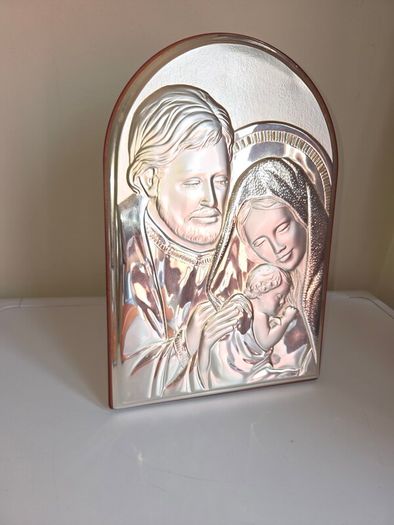 Italian 999 Silver Holy Family Plaque