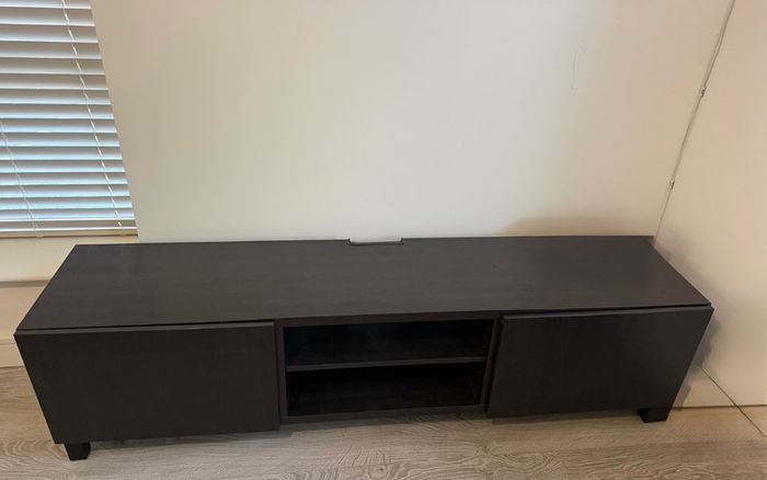 IKEA BESTA TV Bench with Doors - Black Brown 180cm