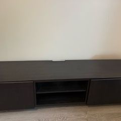 IKEA BESTA TV Bench with Doors - Black Brown 180cm