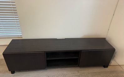 IKEA BESTA TV Bench with Doors - Black Brown 180cm