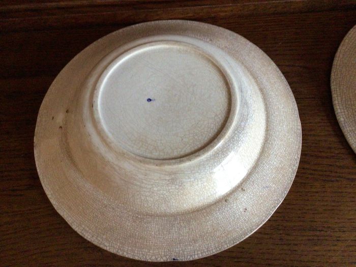 Antique Semi Porcelian Willow Pattern Serving Bowls x2
