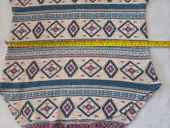 Ginger G Vintage Style Boho Southwestern Geometric Cap-Sleeve Tunic Top