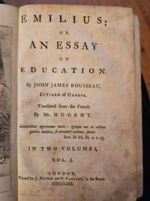 Emilius. An Essay On Education Vol 1  1763 Rebound Hardback Book In Fair Condition.