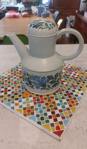 Fabulous Vintage Midwinter Stonehenge Coffee Pot and Milk Jug in the Caprice Pattern (Spanish Garden) Designed by Jessie Tate, Excellent Condition