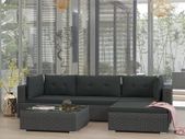 5 Piece Garden Lounge Set with Cushions Poly Rattan Black