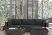 5 Piece Garden Lounge Set with Cushions Poly Rattan Black