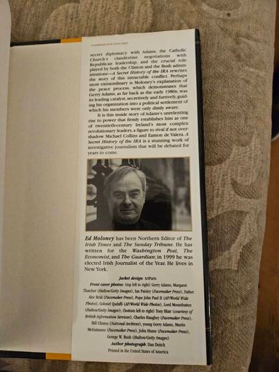 A Secret History Of The Ira. By Ed Moloney. Large Volume Hardback With Dustjacket In Good Condition.  See Photos For Same.
